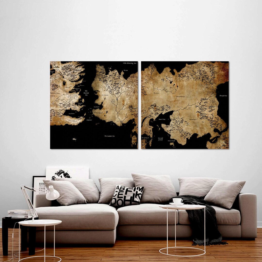 Game of Thrones Westeros Map Canvas Wall Decor, Westeros Map Canvas Art ...
