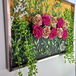 3D Floral Shadow Box Wall Art: Handmade Faux Flower Decor - A3 Size
