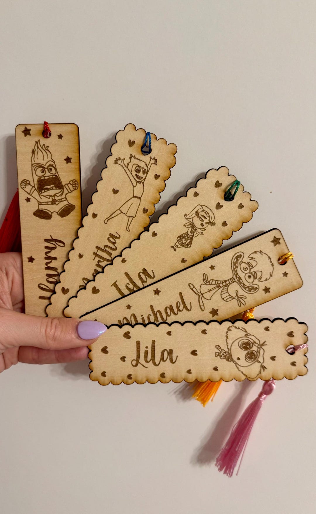Inside Out 2 Bookmarks Custom Engraved Wooden Page Holder, Unique ...
