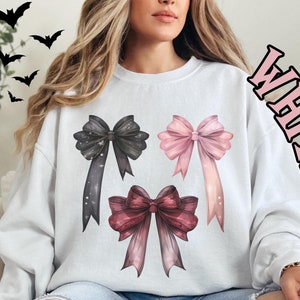 Dark Femme Bow Rundhals-Pullover: Gothic-Urlaubs-Pullover