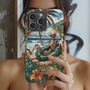 Summerween Skeleton iPhone Case | Tropical Halloween iPhone Case | Vacation iPhone Case | Beach Goth | Summerween | iPhone Gift | Summerween
