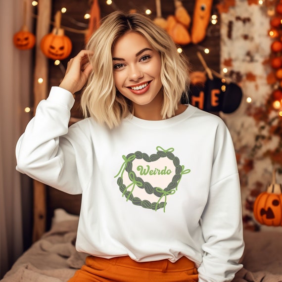 Weirdo Heart Cake Crewneck Sweater Green Heart Cake Weirdo Pullover Halloween Gifts Elder Emo Unique Gifts Holiday Gifts Etsy