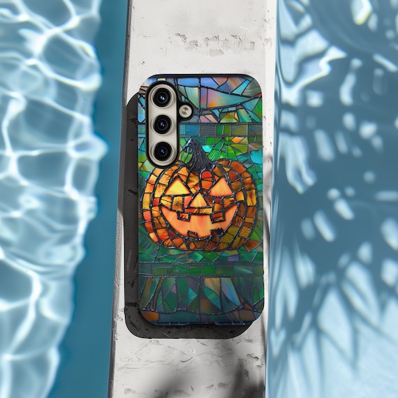 Stained Glass Jack-O'-Lantern Phone Case For Samsung | Halloween Pumpkin Stained Glass | Halloween Gifts | Summerween | Phone Case Gifts |