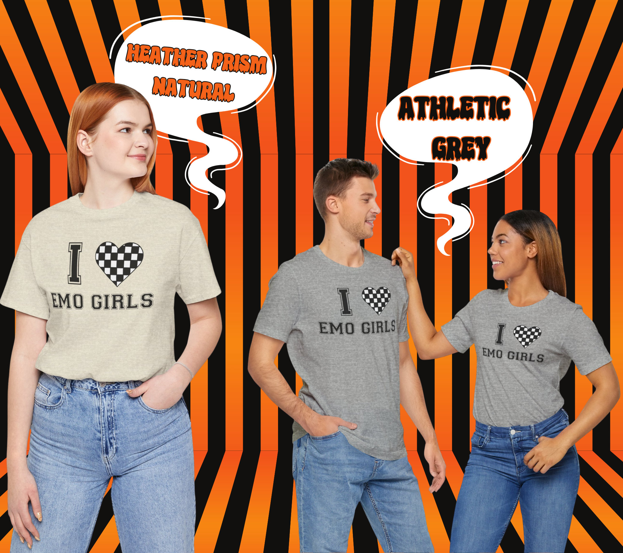 I Love Emo Girls T-shirt, Checkered Heart Graphic Tee, Y2K Emo