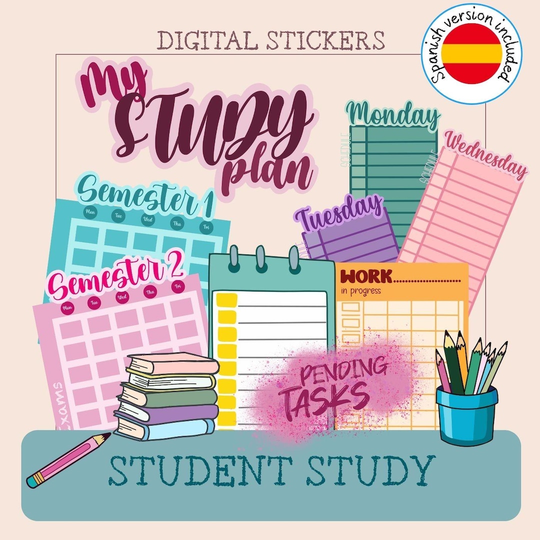 Study Time Sticker STUDENT STUDY Stickers | 40 Cute Planner Stickers | Study Motivation ...
