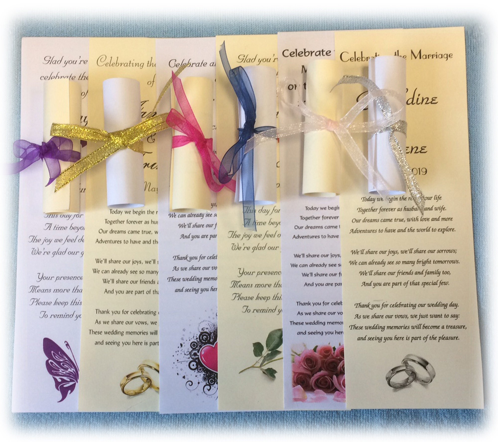 Wedding Favour Scrolls 72mm x 210mm