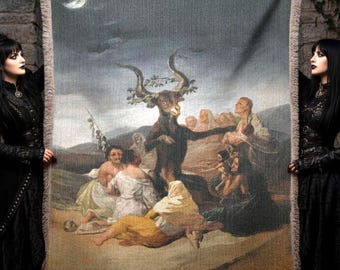 Goya Witches' Sabbath Tapestry Blanket, Dark Academia Gothic Decor