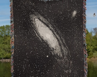 Andromeda Galaxy Woven Blanket: Cosmic Tapestry, Astronomy Gift