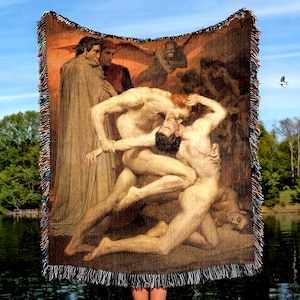 Manta y tapiz tejidos de Dante y Virgilio: manta de terciopelo con arte gótico de la Academia oscura