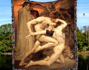 Dante and Virgil Woven Blanket: Gothic Dark Academia Art Throw