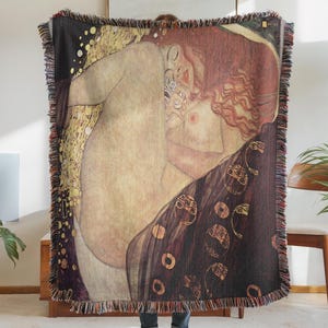 Gustave Klimt Danae Woven Blanket, Tapestry, Home Decor, Bedroom Throw, Wall Art, Boho Chic Gift, Cozy Couch Blanket