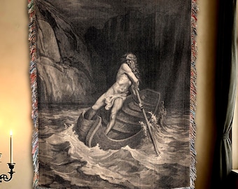 Charon Woven Tapestry Blanket: Greek Mythology Gothic Decor