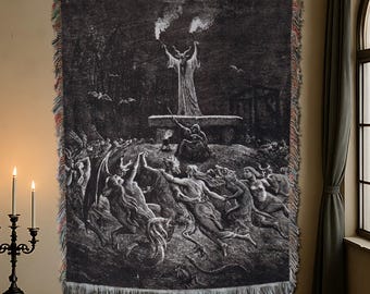 Sabbat Dance Woven Blanket Tapestry: Gothic Decor Gustave Dore