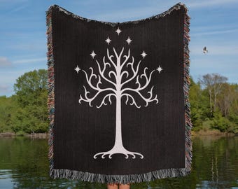 Gondor Tree Woven Blanket: Lord of the Rings Tapestry, Home Decor