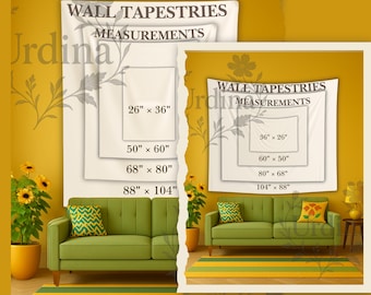 Wall Tapestry Size Chart: Vertical & Horizontal (PNG Digital Download)