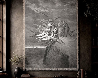 Dantes Inferno Gothic Woven Blanket, Gustave Doré Engraving