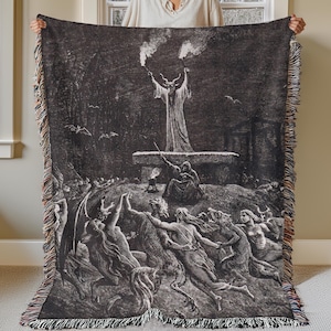 Sabbat Dance Wowen Blanket Tapestry: Gothic Decor Gustave Dore, Velveteen Blanket image 4