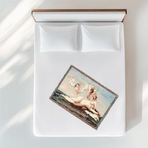 Birth of Venus Woven Cotton Blanket: Luxurious Art Throw Tapestry image 4