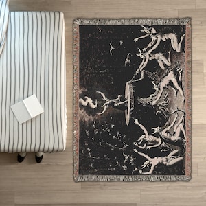 Lucifer Gothic Woven Blanket: Occult Satanic Ceremony Throw image 5