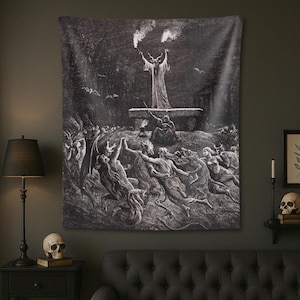 Sabbat Dance Wowen Blanket Tapestry: Gothic Decor Gustave Dore, Velveteen Blanket image 8
