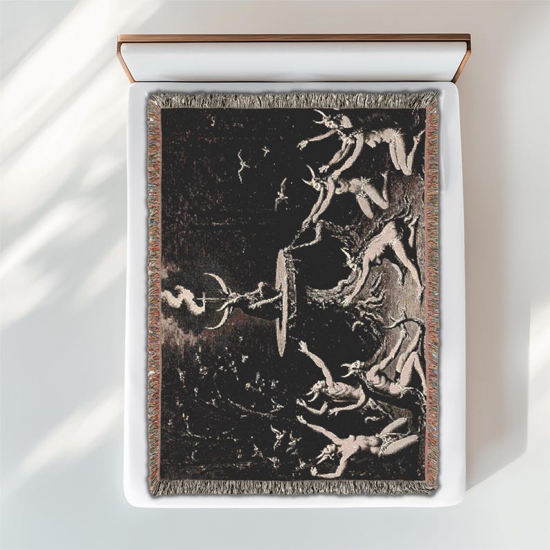 Lucifer Gothic Woven Blanket: Occult Satanic Ceremony Throw image 4