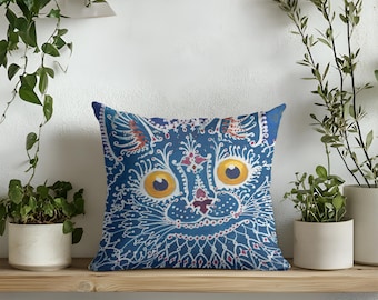 Louis Wain Gothic Cat Art Pillow, Gothic Home Decor, Unique Gift for Cat Lovers, Artistic Gift for Cat Lovers, Sofa & Bed Throw Pillow