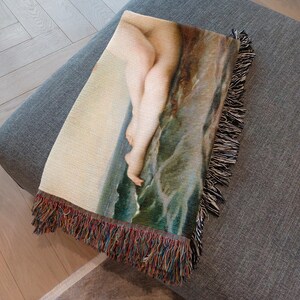 Birth of Venus Woven Cotton Blanket: Luxurious Art Throw Tapestry image 8
