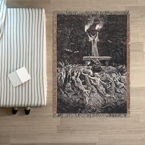 Sabbat Dance Wowen Blanket Tapestry: Gothic Decor Gustave Dore, Velveteen Blanket image 5
