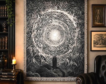 Gustave Doré Divine Comedy Woven Blanket – Dante Paradiso Gothic Tapestry
