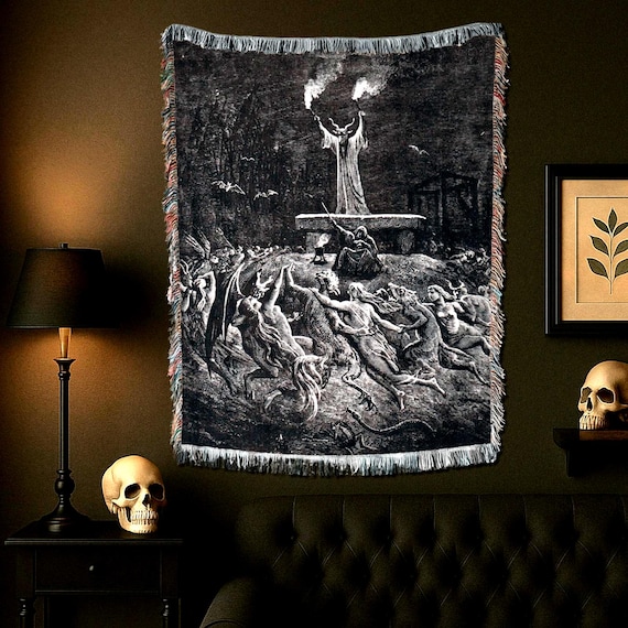 Sabbat Dance Wowen Blanket Tapestry: Gothic Decor Gustave Dore, Velveteen Blanket