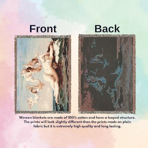 Birth of Venus Woven Cotton Blanket: Luxurious Art Throw Tapestry image 9