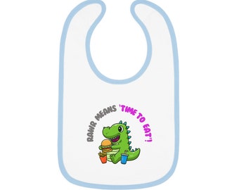 Roar-Some Mealtime Adventures: Dinosaur Baby Bibs Baby Contrast Trim Jersey Bib