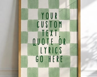 Custom Text Print, Checkerboard Wall Art, Personalized Quote Poster, Modern Wall Decor