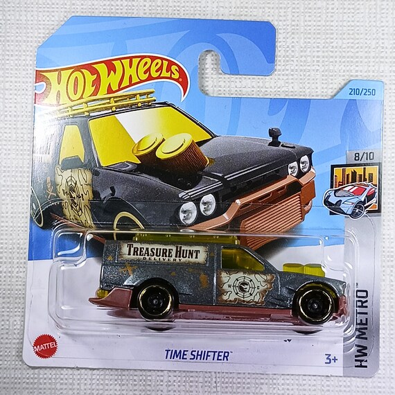 2015 Hot Wheels Treasure Hunt 'Time Tracker' #175/250 HW Race - Dark Blue With Glow-in-the-Dark Wheels - View #4