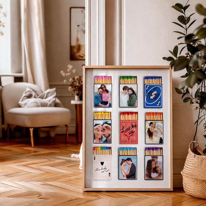 Match Box Frame Editable Matchbox Photo Frame Canva Template | Playing Card Art Print ...