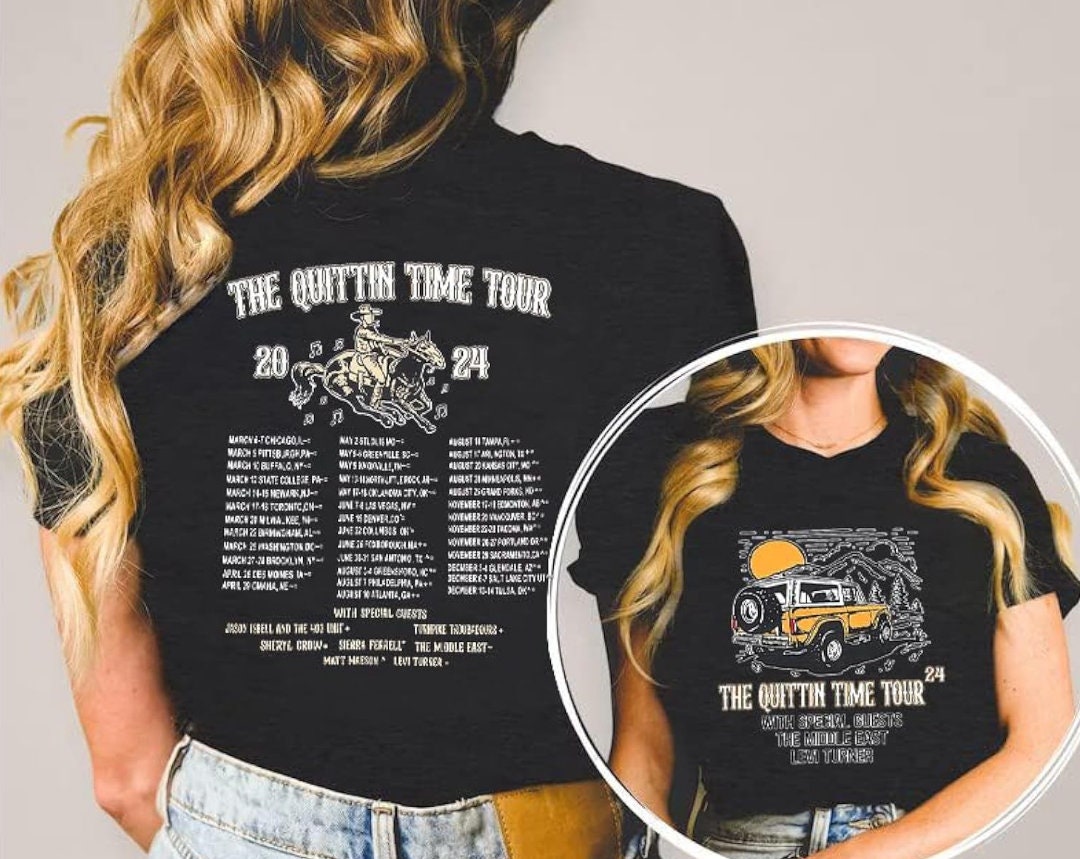 Women's Zach Bryan Quittin Time Tour 2024 Vintage Western Rodeo Zac Cowboy Shirt