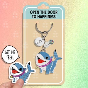 Jeff The Landshark Funny Keychain Gift Best Friends Keychains Superheroes Cute Keychain Matching Keychains Keyrings Couple Keychain Set