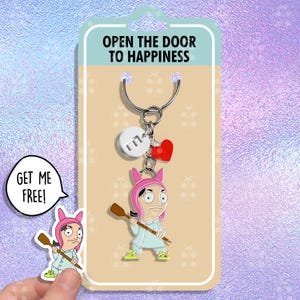 Llavero de anime de Louise Belcher, regalo para mejores amigos, llaveros divertidos de Bob's Burgers, llaveros a juego, llavero para enamorados, juego de llaveros para parejas.
