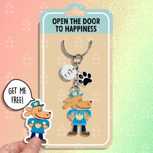 Dog Man Funny Keychain Gift Best Friends Keychains Superheroes Cute Keychain Matching Keychains Backpack Keychain Couple Keychain Set