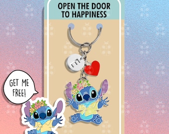 Hawaii Stitch Anime Keychain Gift Best Friends Keychains Stitch Anime Funny Keychains Matching Keychains Lover Keyring Couple Keychain Set