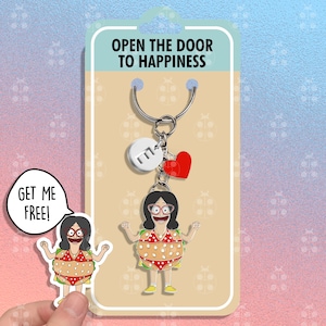 Llavero divertido de Linda Belcher, regalo para mejores amigos, llaveros de Bob's Burgers, llaveros a juego, llavero de mochila, juego de llaveros para parejas.