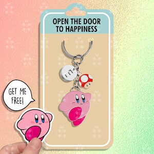 Cute Kirby Game Keychain Gift Best Friends Keychains Kawaii Kirby Funny Keychains Matching Keychains Backpack Keychain Couple Keychain Set