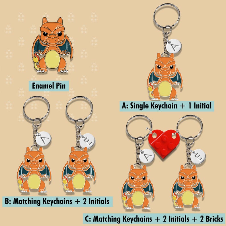 Pokemon Charizard Shiny Anime Jet Tag Keychain - Multicolor Fabric, 2023