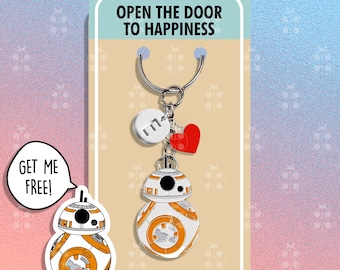 Portachiavi carino Bb8, portachiavi per i migliori amici, portachiavi kawaii R2D2, portachiavi coordinati, portachiavi per zaino, set di portachiavi per coppie