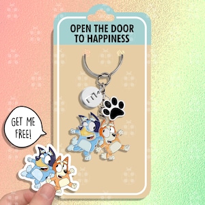 Bingo Heeler Kawaii Keychain Gift Best Friends Keychains Blue Heeler Aesthetic Keychain Matching Keychains Lover Keyring Couple Keychain Set