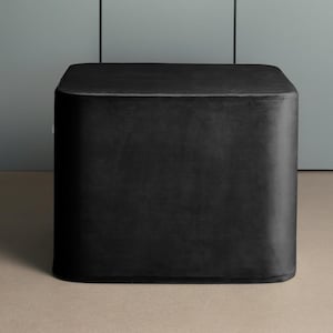 MODERN SQUARE POUF, Black Velvet Ottoman. Minimalist footstool.