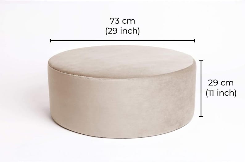 Round Boucle Pouf – Teddy Ottoman, Handmade Round Floor Cushion, Soft Footstool, Modern Minimalist Seat 73/29 cm (29/11 in)