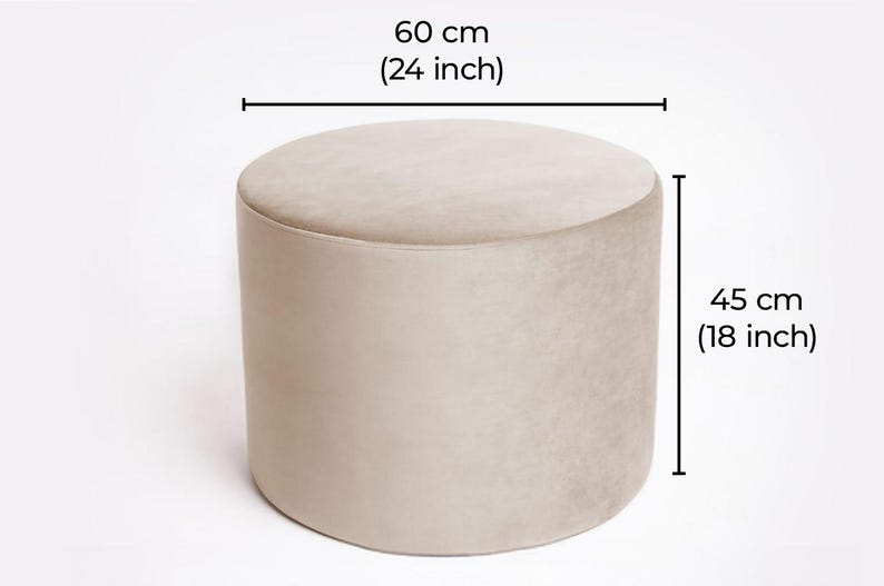 Round Boucle Pouf – Teddy Ottoman, Handmade Round Floor Cushion, Soft Footstool, Modern Minimalist Seat 60/45 cm (24/18 in)