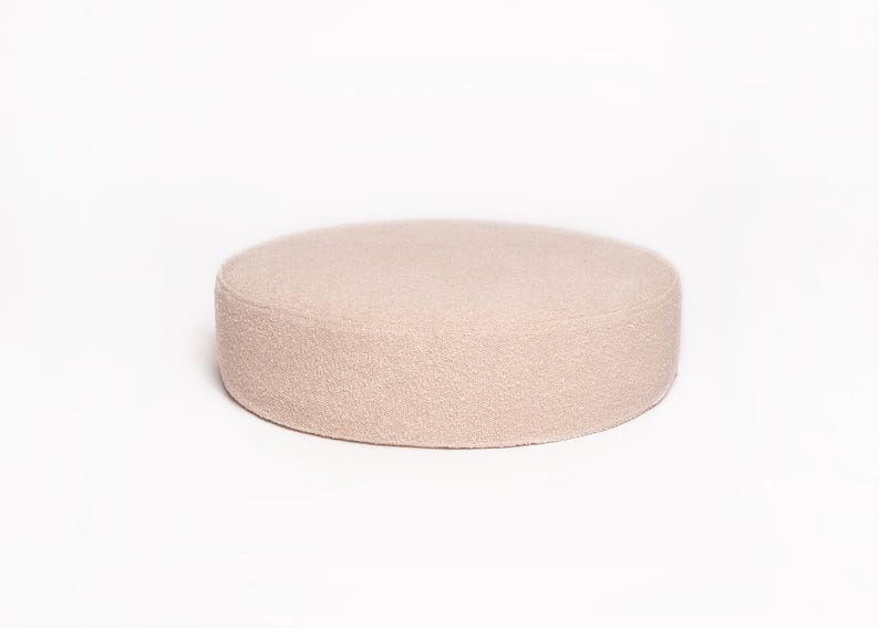 Round Boucle Pouf – Teddy Ottoman, Handmade Round Floor Cushion, Soft Footstool, Modern Minimalist Seat image 2