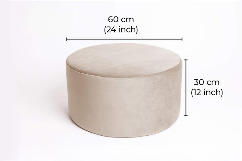 Round Boucle Pouf – Teddy Ottoman, Handmade Round Floor Cushion, Soft Footstool, Modern Minimalist Seat 60/30 cm (24/12 in)